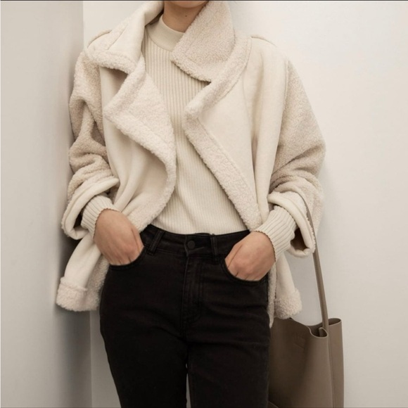 OAK + FORT Black Teddy Sherpa Jacket - Picture 1 of 4